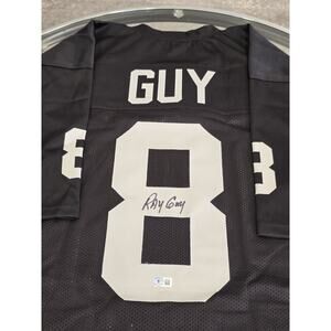 Ray Guy Autographed/Signed Jersey Beckett Black Custom Jersey